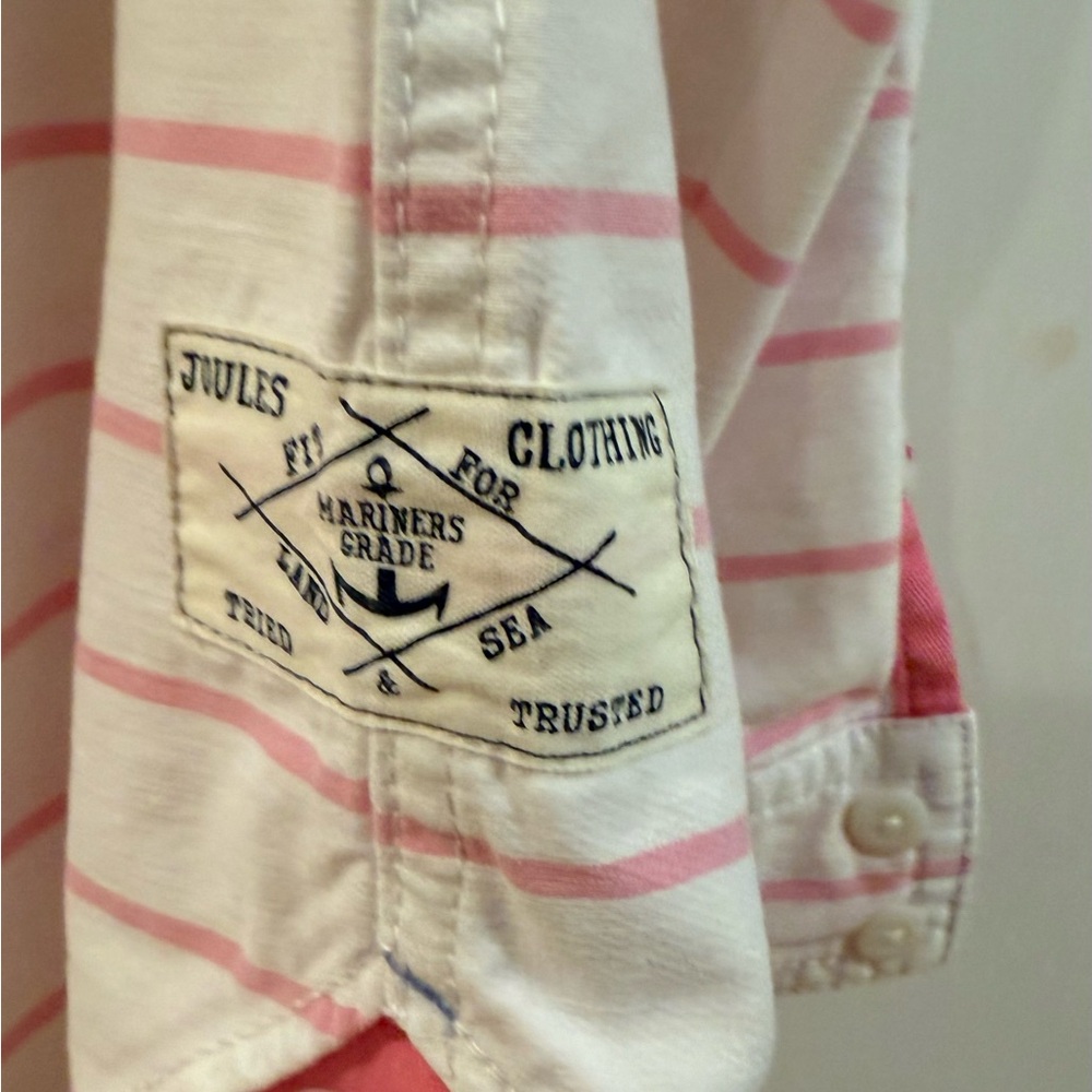 Joules Pink and White Striped cotton shirt - Picture 4 of 6